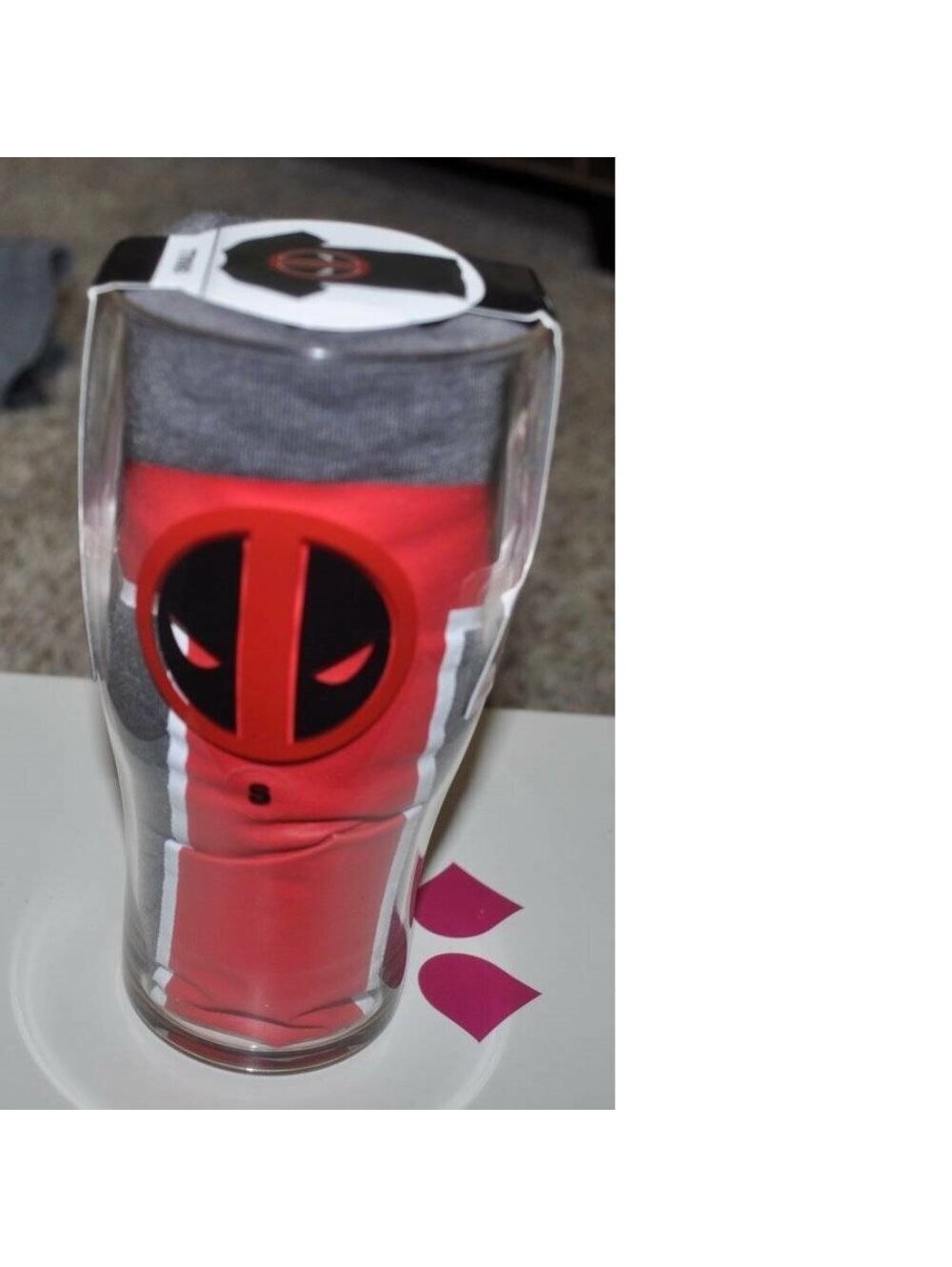 Mens Deadpool Tumbler & T-Shirt DC Comics Bioworld Small Plastic Short Sleeve